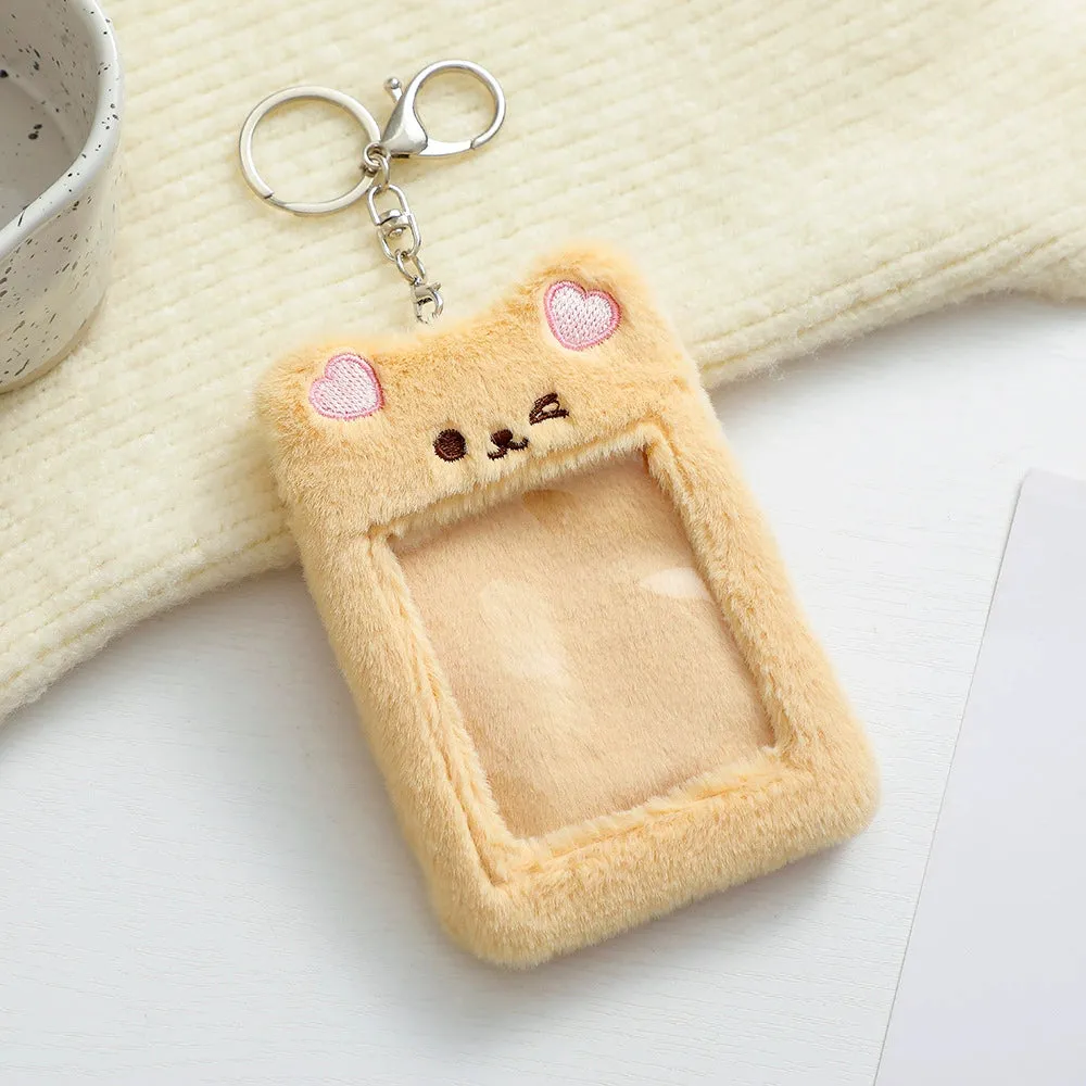 Cute Plush Animal Card Keychain Bag