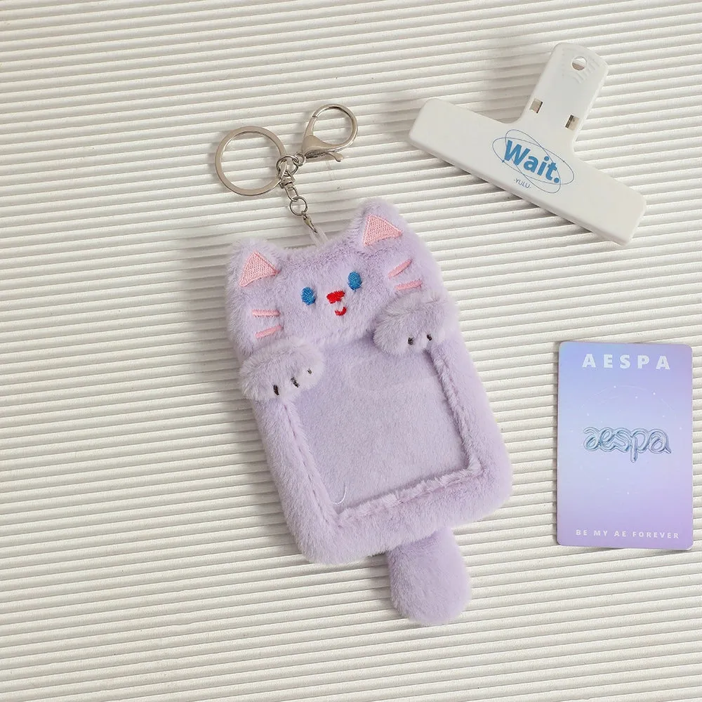 Cute Plush Animal Card Keychain Bag