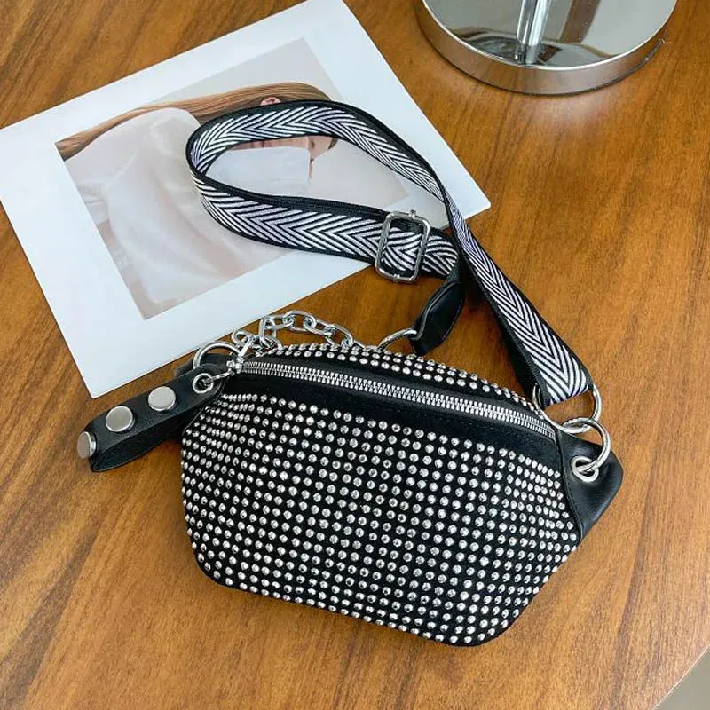 Designer Lady Waist Bag New Ladies Chain Shoulder Crossbody Chest Bags Diamond Fanny pack And Phone Pack Fashion Female Belt Bag