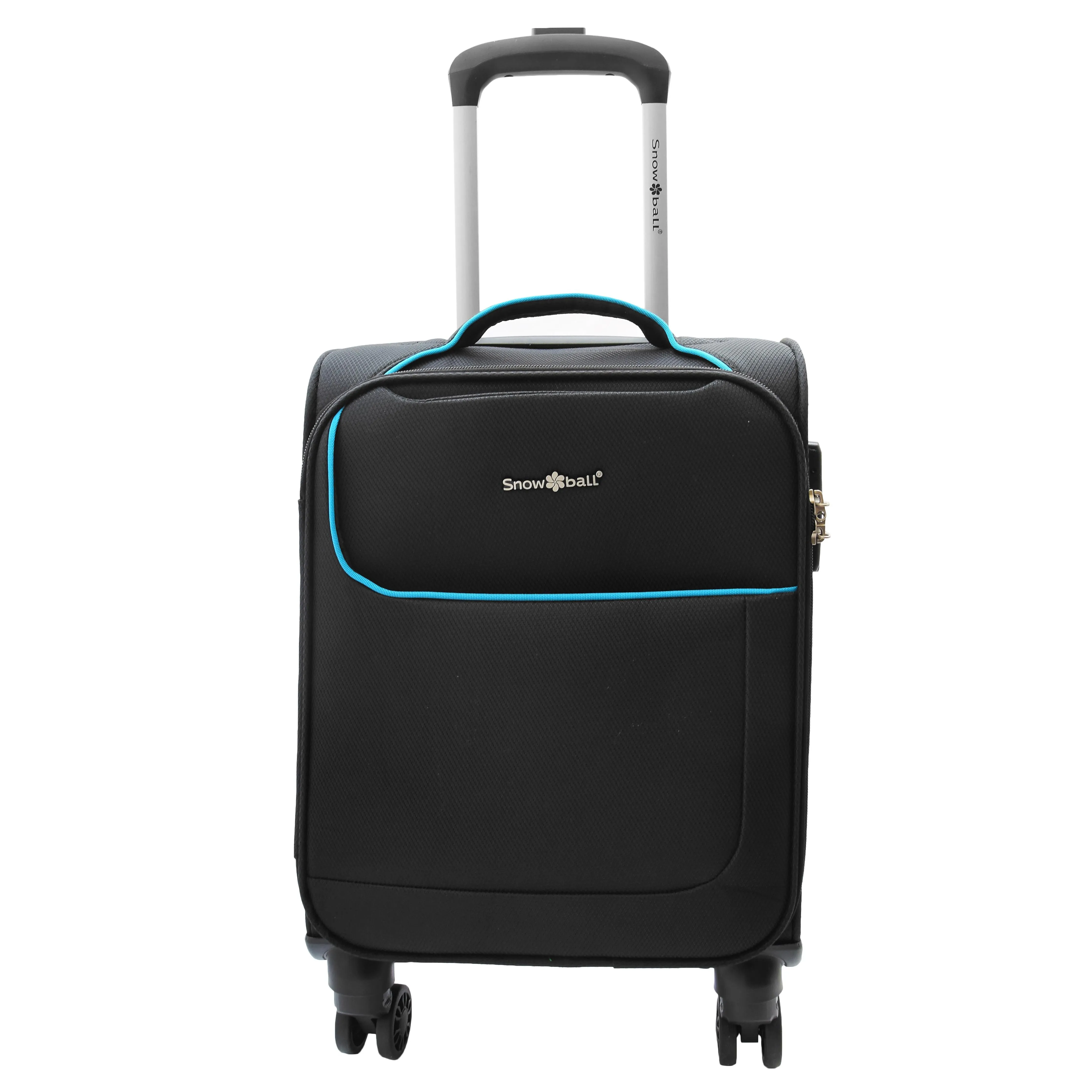 DR521 Lightweight 4 Wheel Soft Hand Luggage Cabin Size Suitcase Black