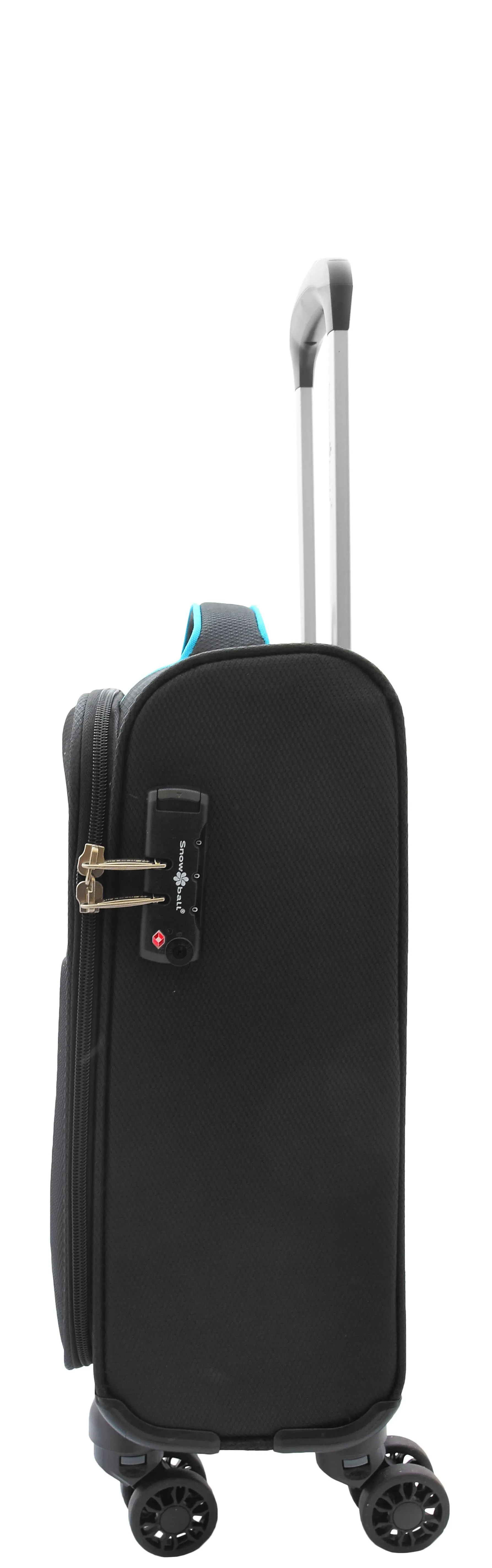 DR521 Lightweight 4 Wheel Soft Hand Luggage Cabin Size Suitcase Black