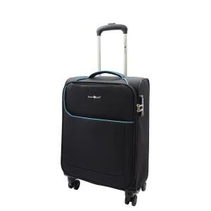 DR521 Lightweight 4 Wheel Soft Hand Luggage Cabin Size Suitcase Black