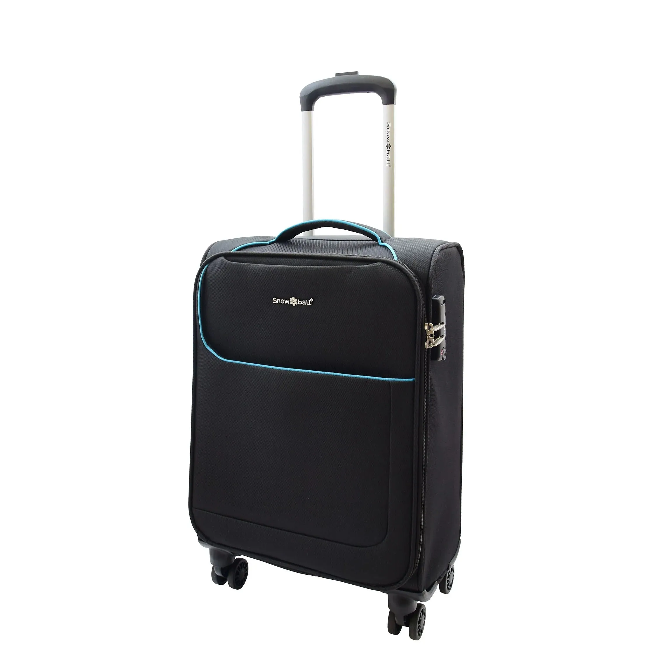 DR521 Lightweight 4 Wheel Soft Hand Luggage Cabin Size Suitcase Black