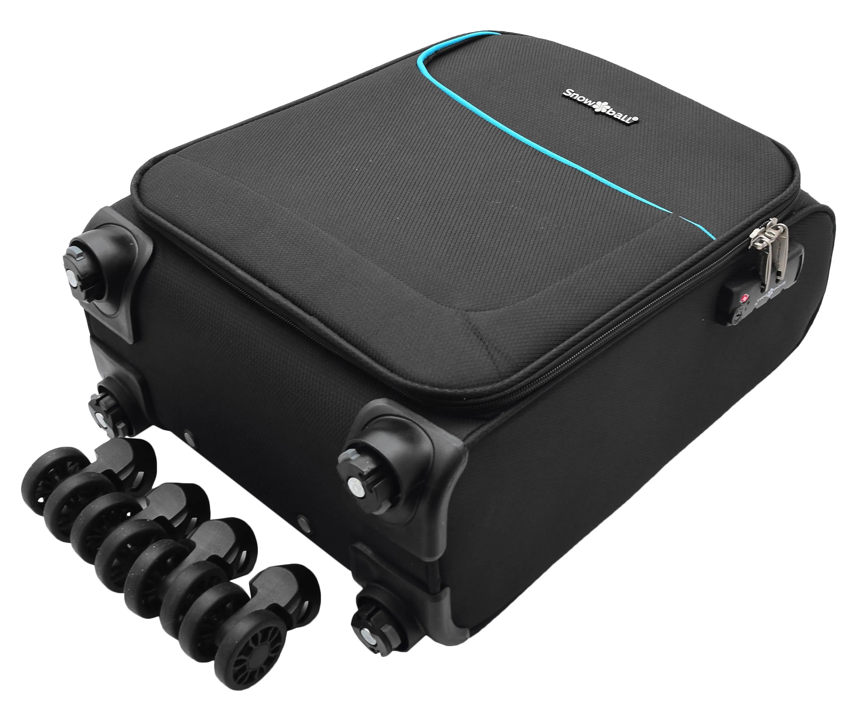 DR521 Lightweight 4 Wheel Soft Hand Luggage Cabin Size Suitcase Black