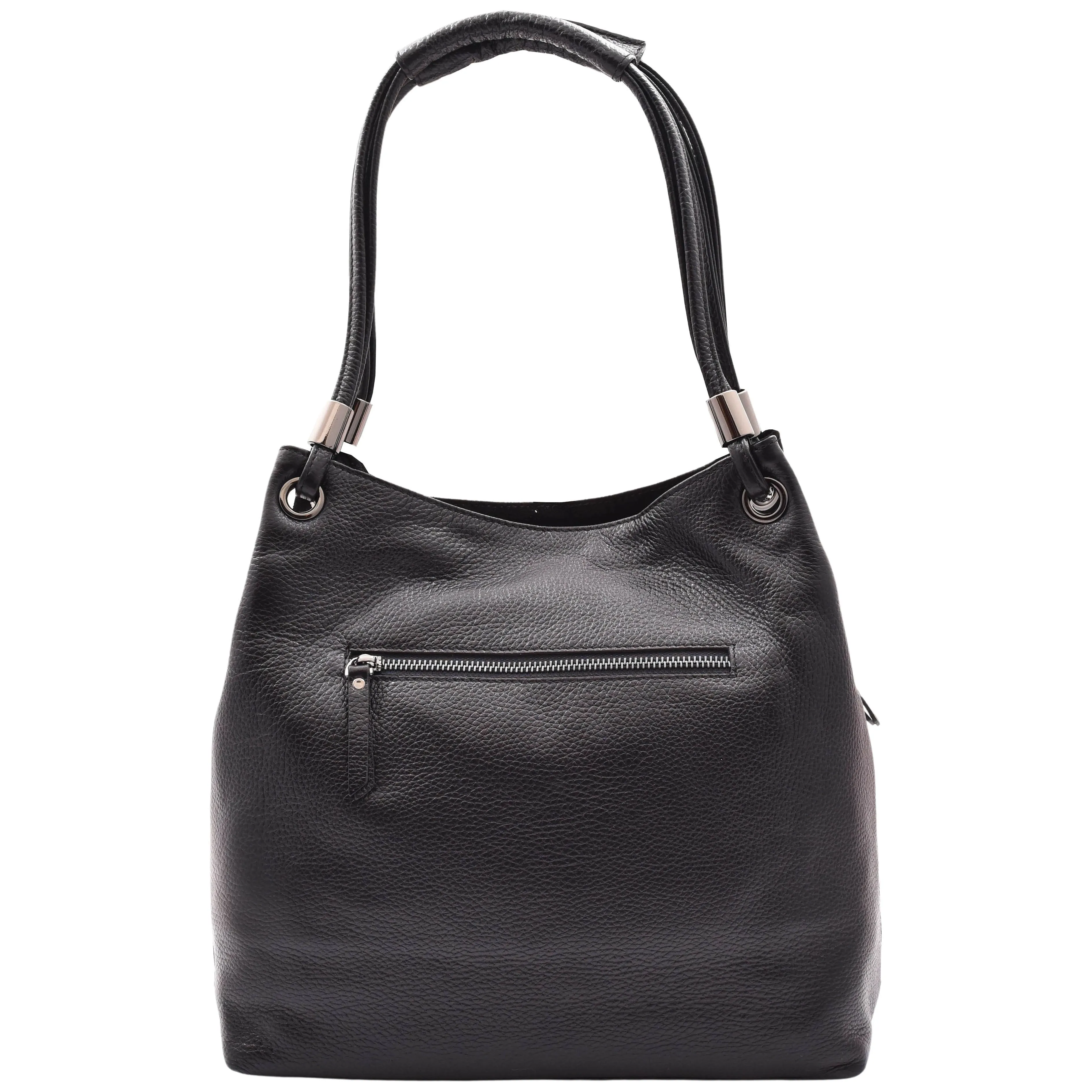 DR593 Women's Suede Leather Large Shoulder Bag Zip Hobo Bag Black