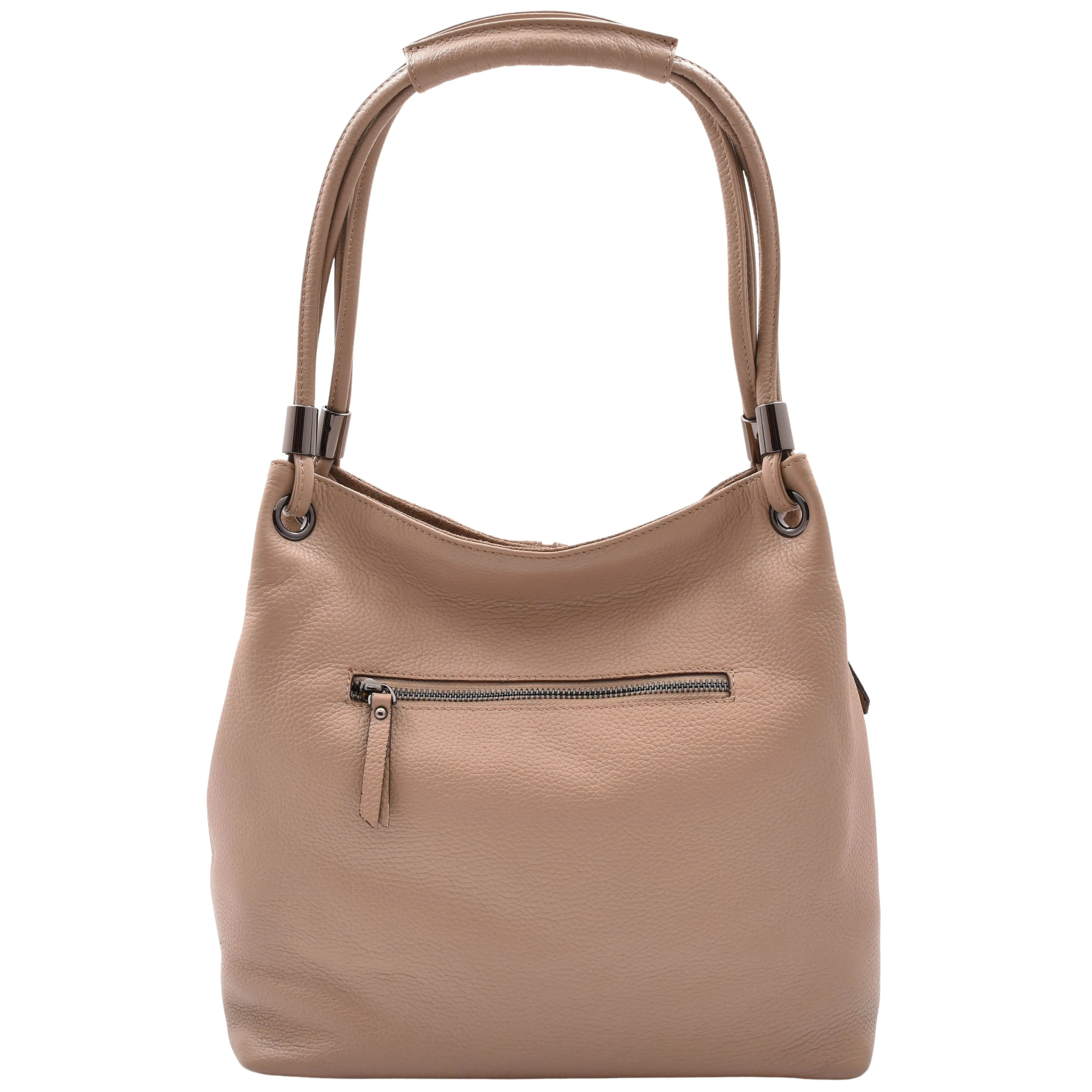 DR593 Women's Suede Leather Large Shoulder Bag Zip Hobo Bag Taupe