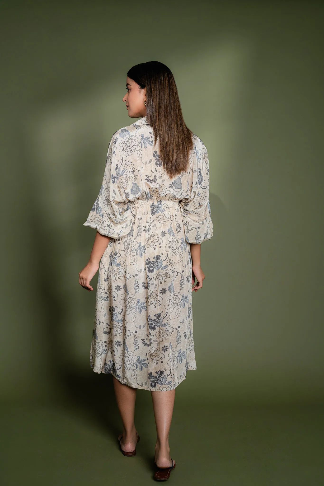 Drawstring-detail Crepe Dress