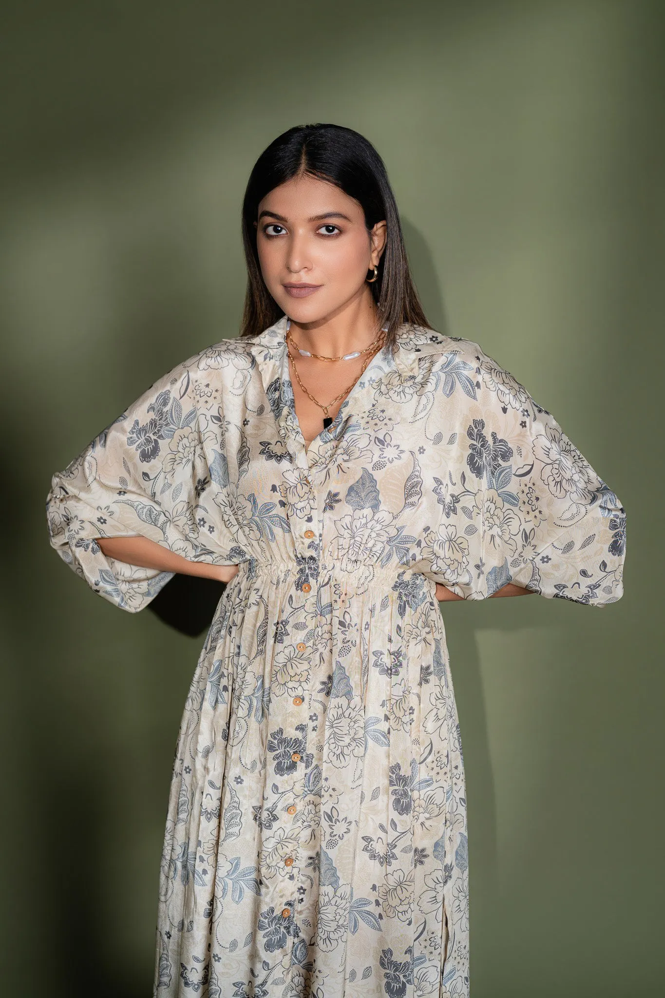Drawstring-detail Crepe Dress