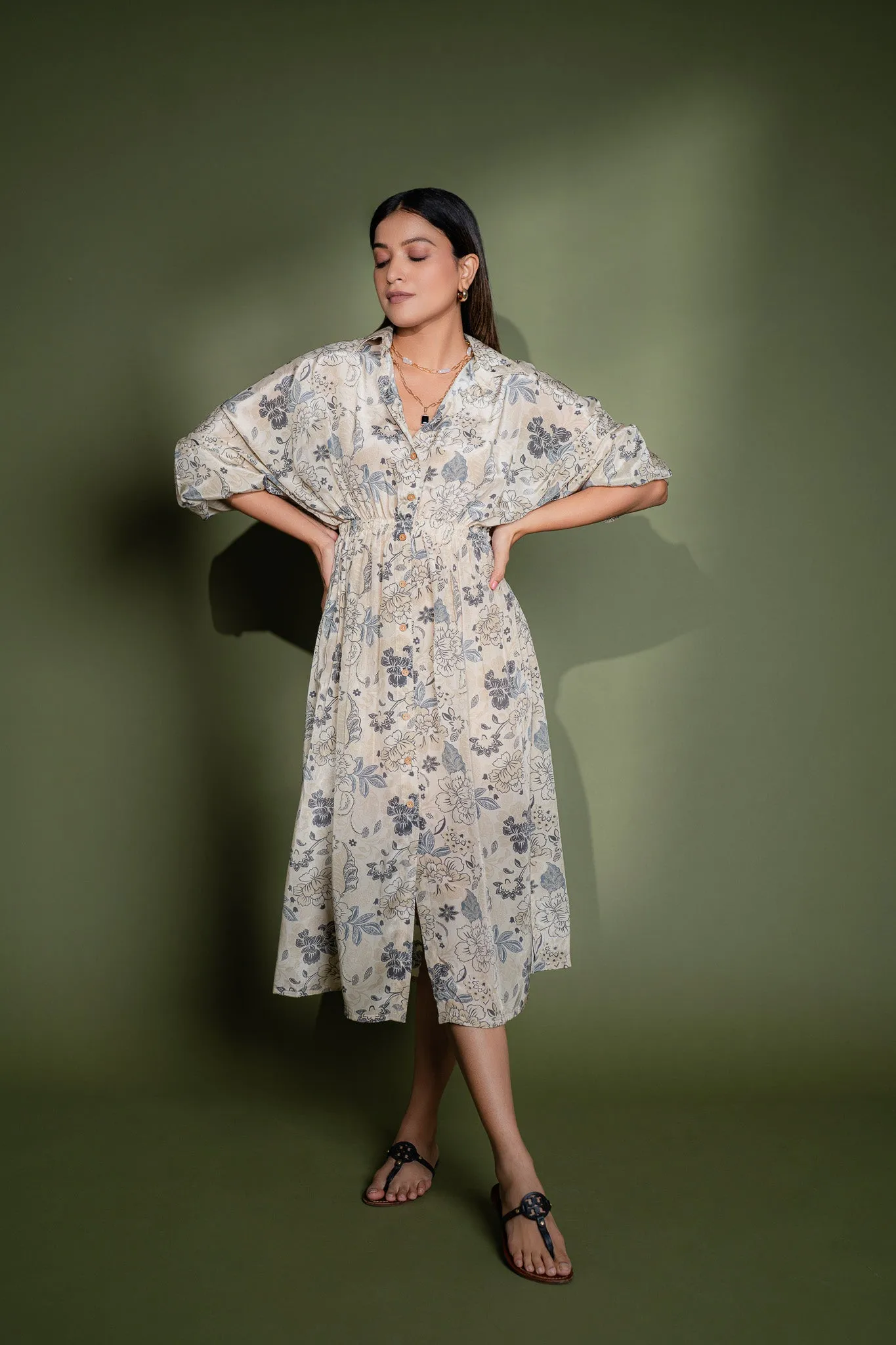Drawstring-detail Crepe Dress