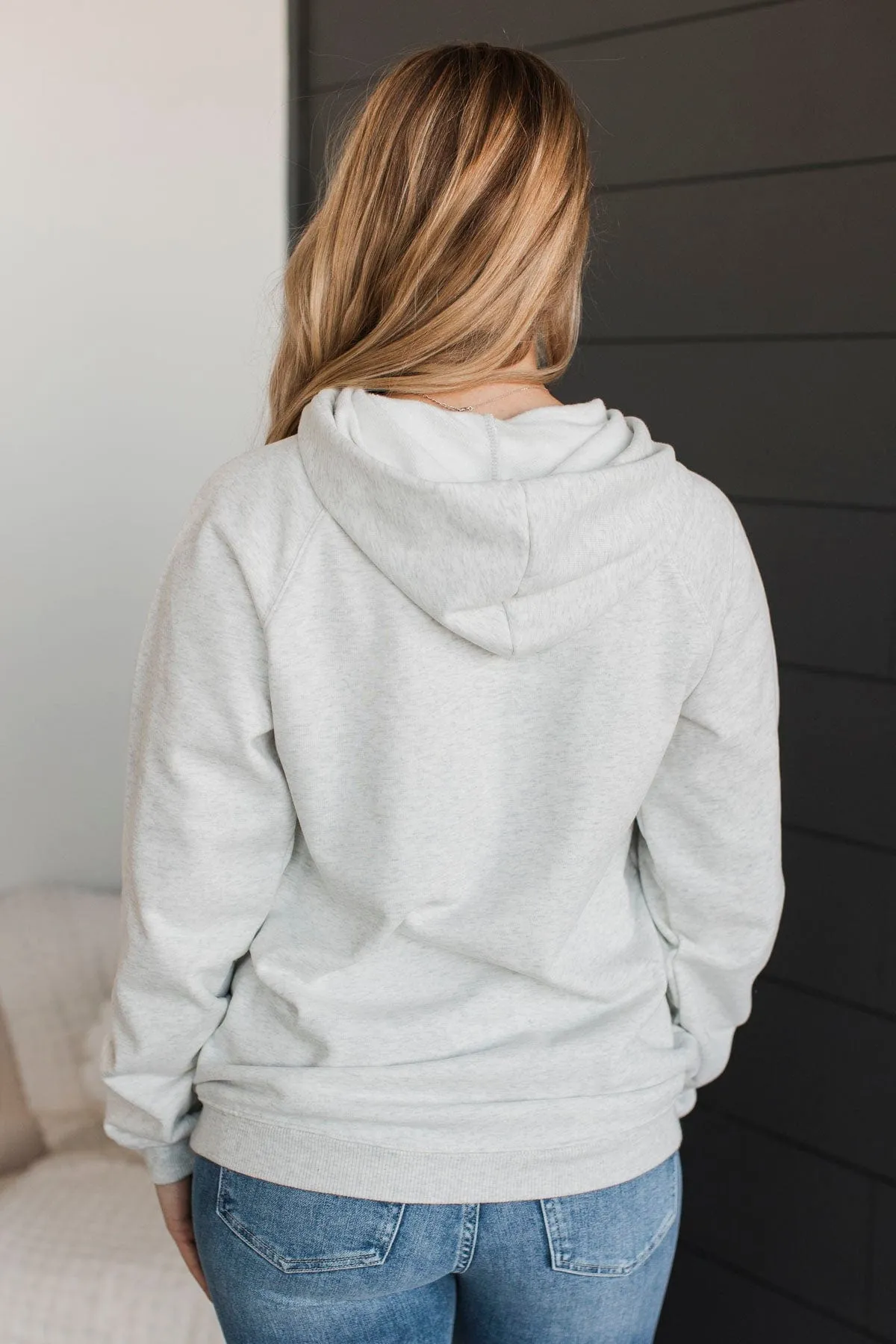 Excellent Mood Drawstring Hoodie- Light Heather Grey