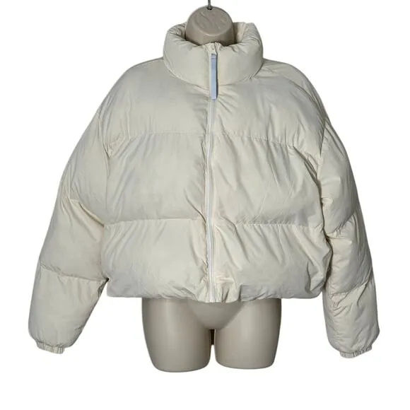 Fabletics Wander Cropped Puffer Jacket in Egret Size M