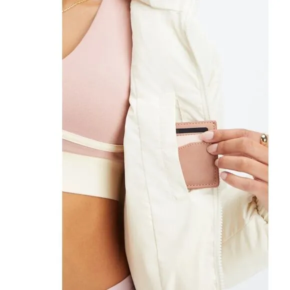 Fabletics Wander Cropped Puffer Jacket in Egret Size M