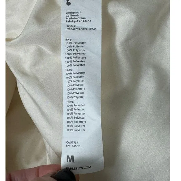 Fabletics Wander Cropped Puffer Jacket in Egret Size M