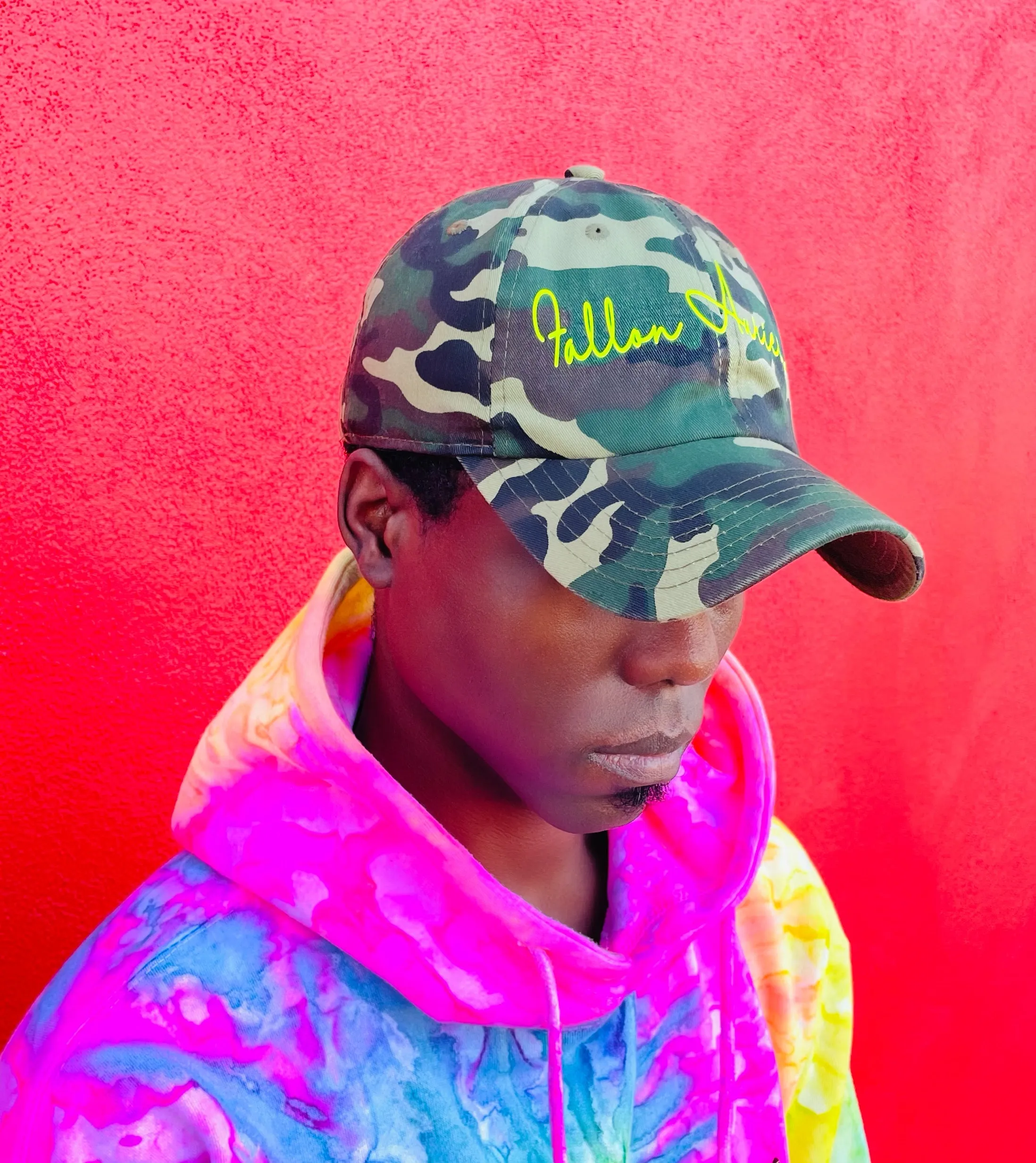 Fallon Aurielle Signature Classic Dad Hat (Camo & Neon Yellow)