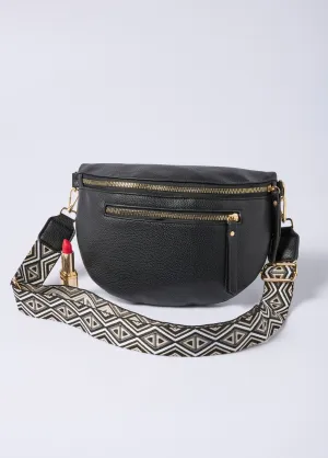 Fanny pack with woven shoulder strap