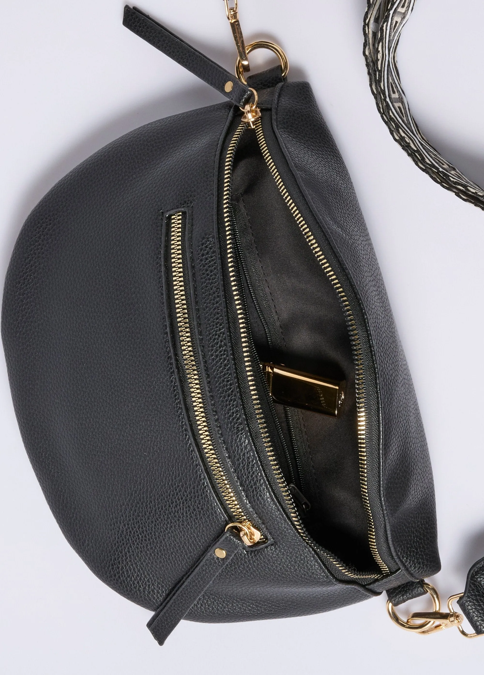 Fanny pack with woven shoulder strap