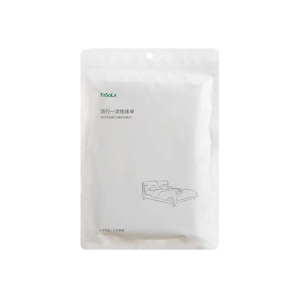 FaSoLa Disposable Travel Bed Sheet White 1.8m X3