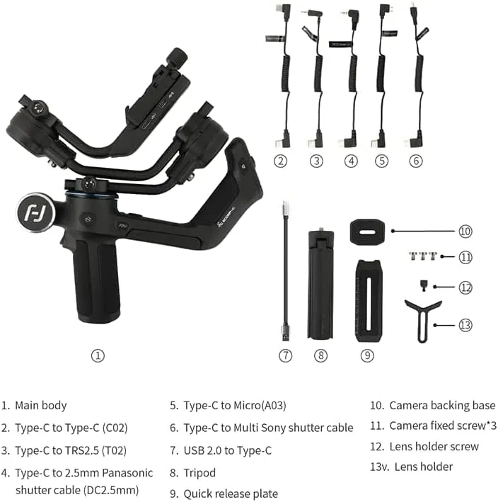 FeiyuTech SCORP-C Camera 3-Axis Handheld Gimbal Stabilizer for DSLR Mirrorless Camera