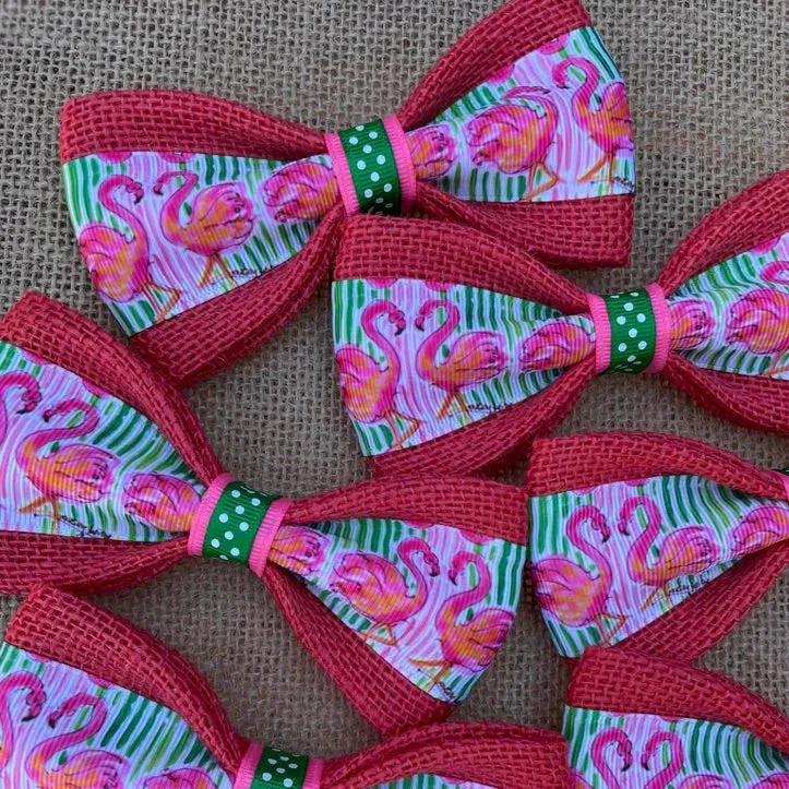Flamingos on Coral Dog Bow
