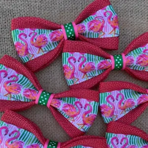 Flamingos on Coral Dog Bow