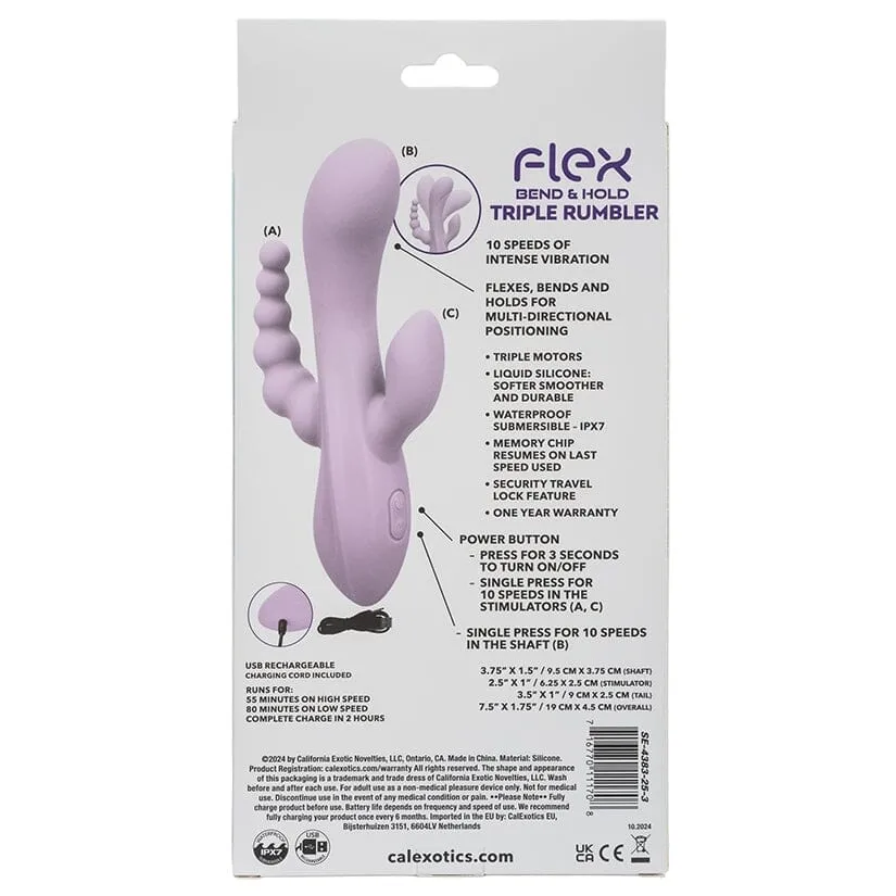 Flex Bend & Hold Triple Rumbler 3-Motor Flexible Vibrator with Memory Function