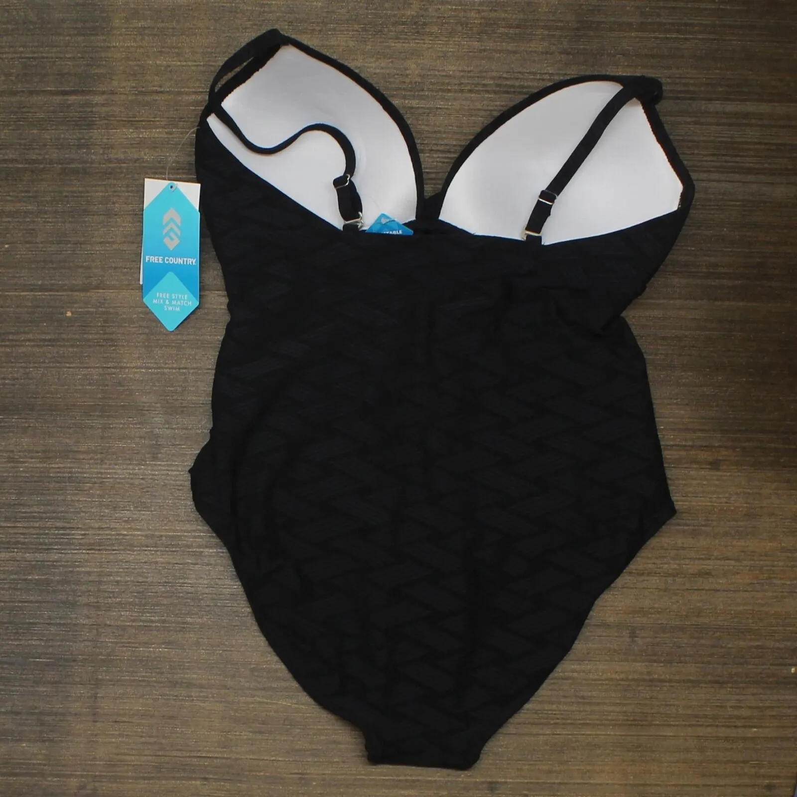 Free Country Women's Twist Front One-Piece Swimsuit Black L