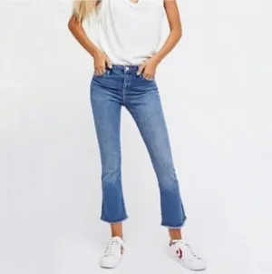 Free People Women's High Rise Rita Crop Flare Jeans Size 31 Medium Wash