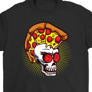 Funny Punk Rock T-shirt, Gift for Punk Rocker, Punk Rock Pizza Skull, Punk Gift T-shirt, Skull T-shirt
