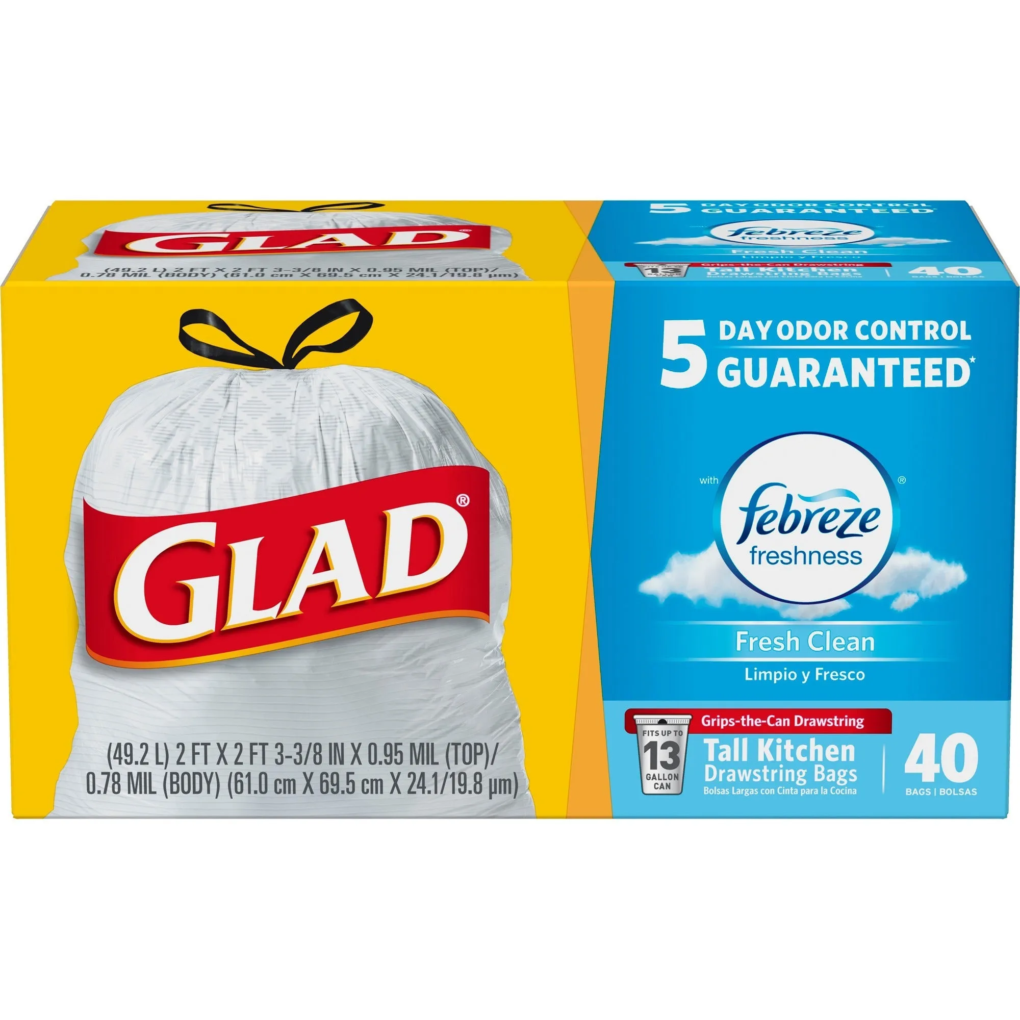 Glad OdorShield Tall Kitchen Drawstring Trash Bags