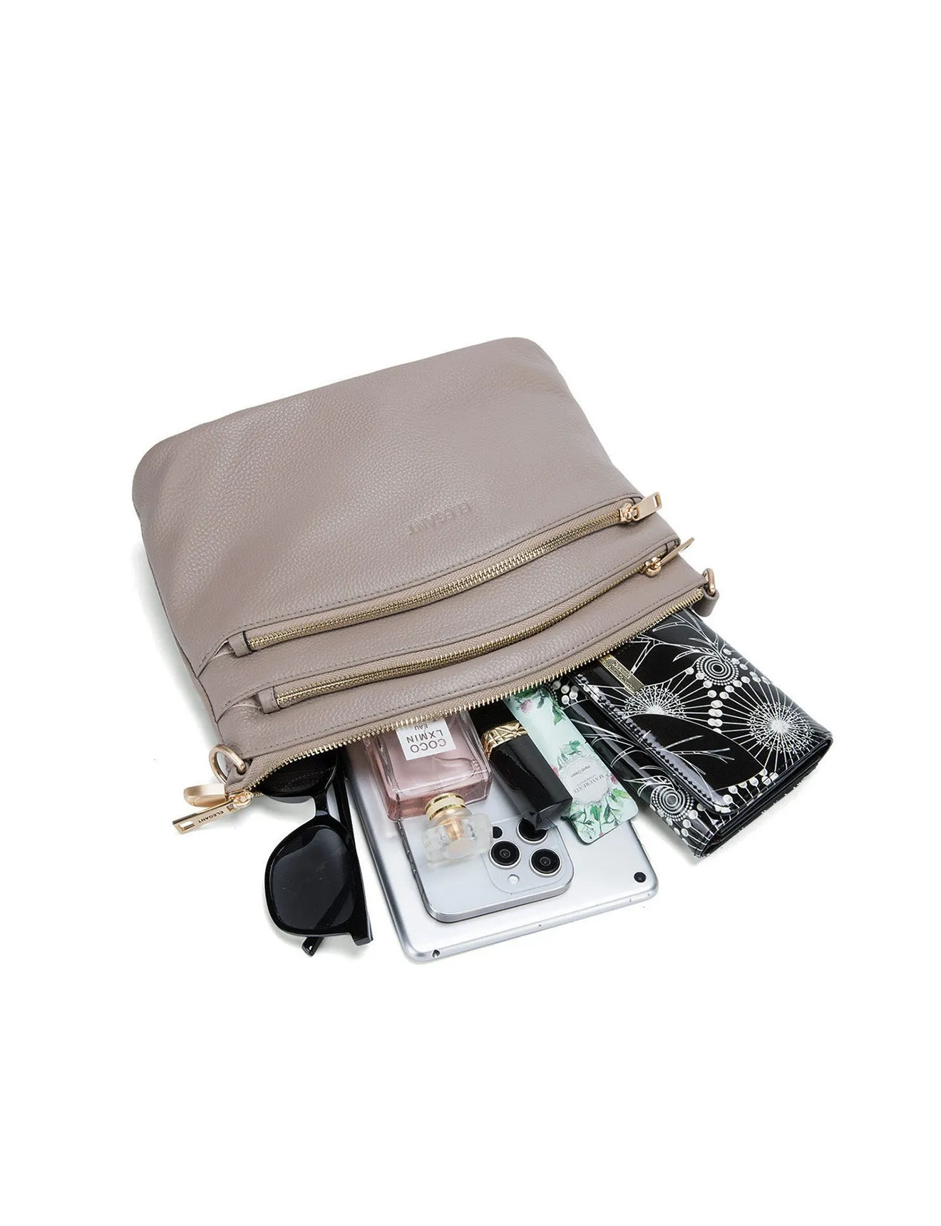 GRACE LEATHER XBODY BAG- E1-0818-MOCH