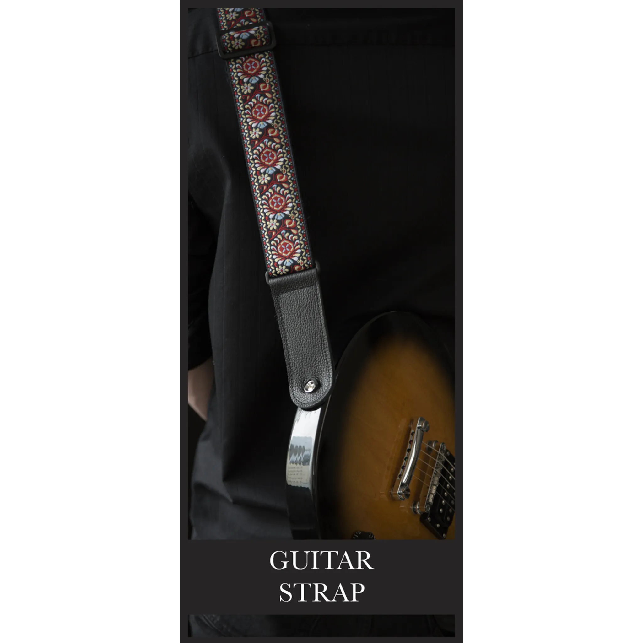 Guitar Strap - B&W Houndstooth