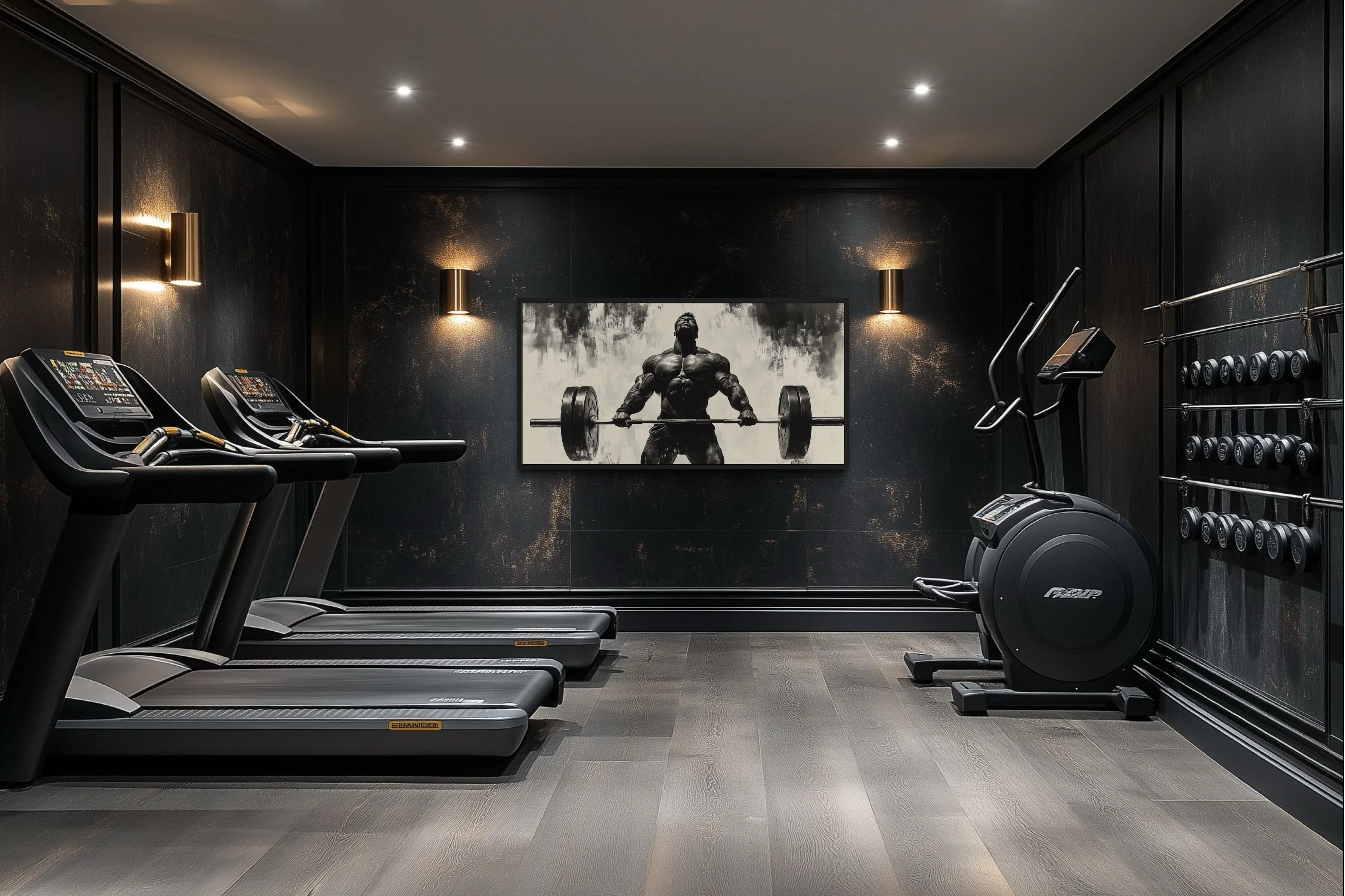 Gym Wall Art - Powerful Man Lifting Barbell Canvas Print