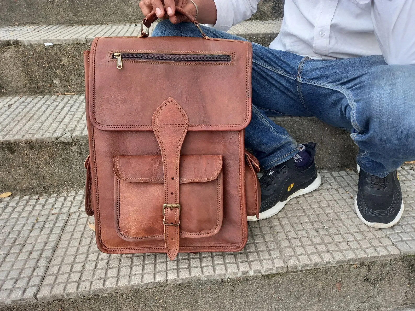 Handmade Leather Backpack For Men & Women