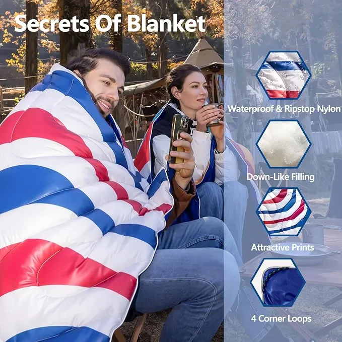 HANYUN Camping Blanket - Outdoor Travel Blanket, Waterproof Quilt for Camping, Stadium, Hiking, Beach Trips, Concerts& Festival - 52"x75" Rhombus Quilting Blanket