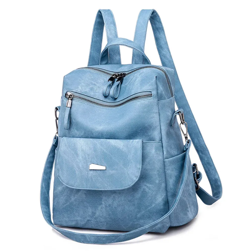 HARENC Women Backpack Purse PU Leather Designer Anti-theft Travel Backpack Fashion Shoulder Handbag