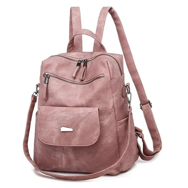HARENC Women Backpack Purse PU Leather Designer Anti-theft Travel Backpack Fashion Shoulder Handbag