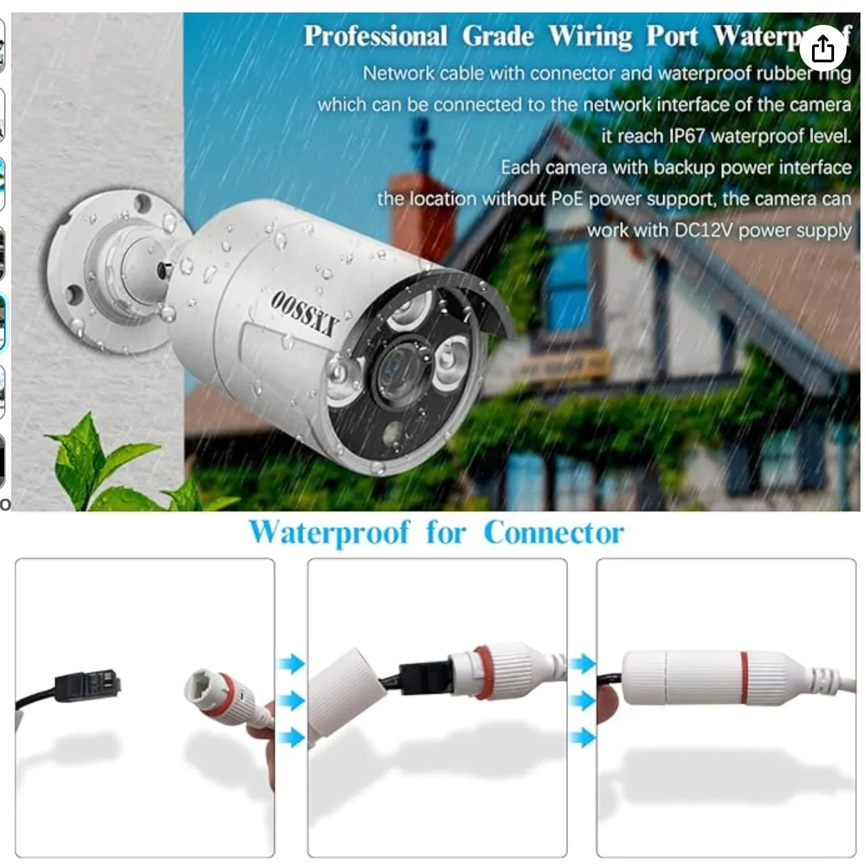 (HD 2.7K 5.0MP with Audio) Outdoor Wired Security Camera Systems PoE Outdoor Surveillance Video System