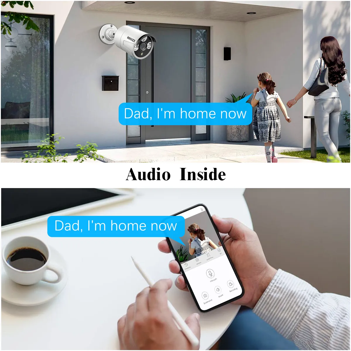 (HD 2.7K 5.0MP with Audio) Outdoor Wired Security Camera Systems PoE Outdoor Surveillance Video System