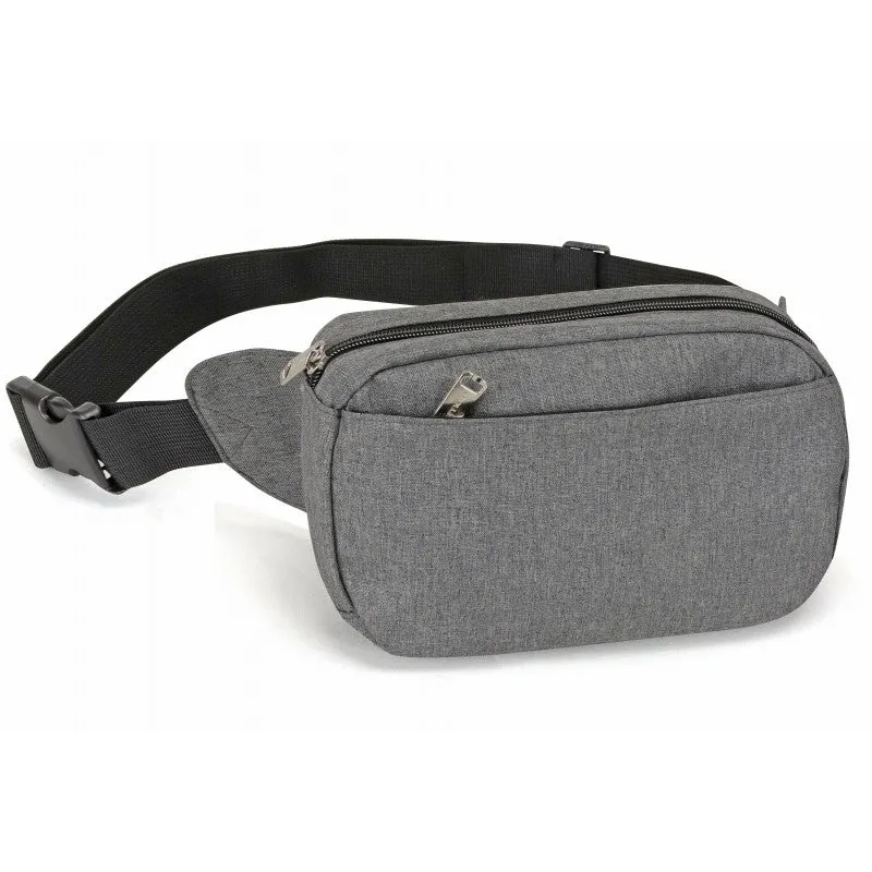 Heathered Three-Zippered Fanny Pack