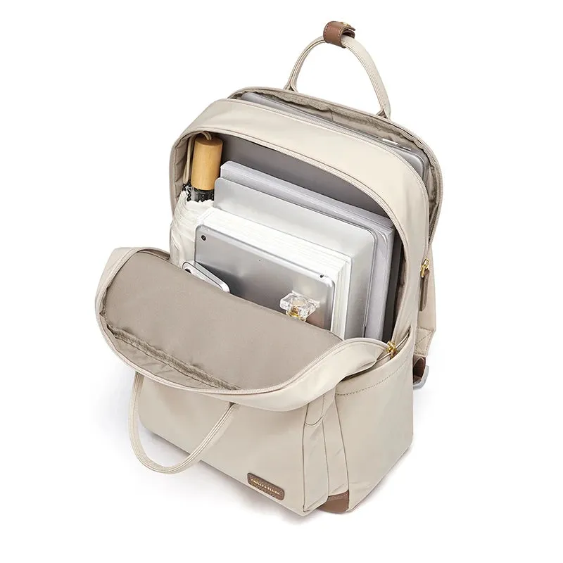 Heritage Work & Travel Leather Backpack for Women - Beige - 15 inches