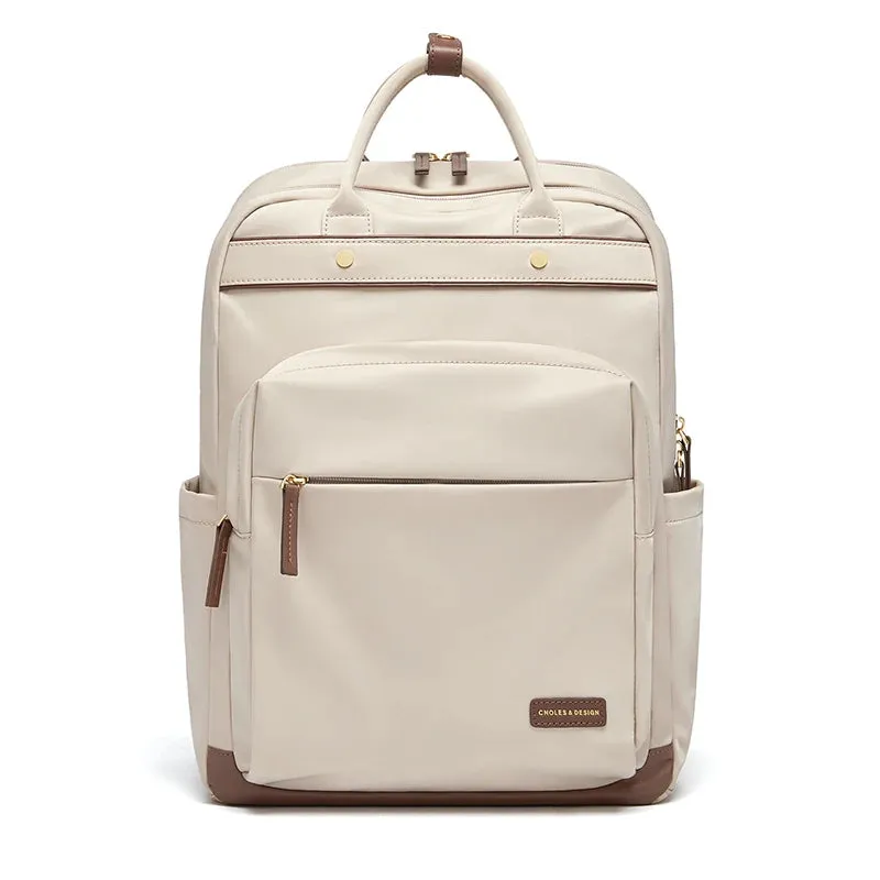 Heritage Work & Travel Leather Backpack for Women - Beige - 15 inches