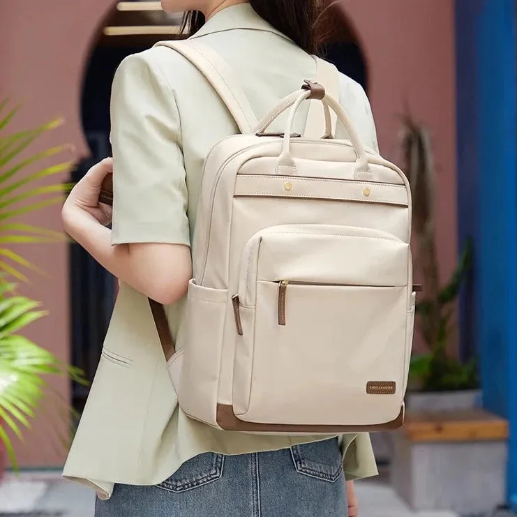 Heritage Work & Travel Leather Backpack for Women - Beige - 15 inches