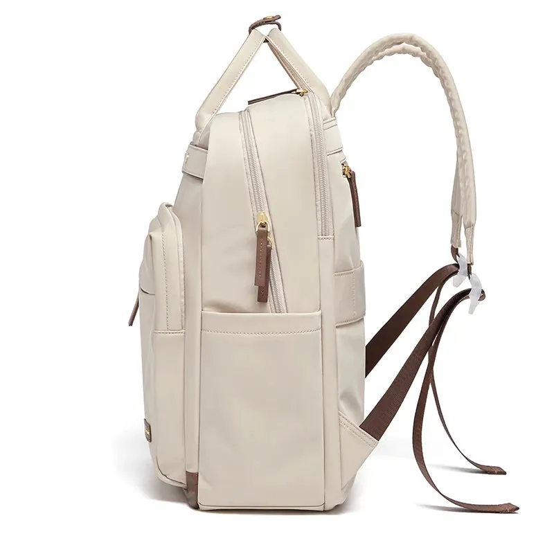 Heritage Work & Travel Leather Backpack for Women - Beige - 15 inches
