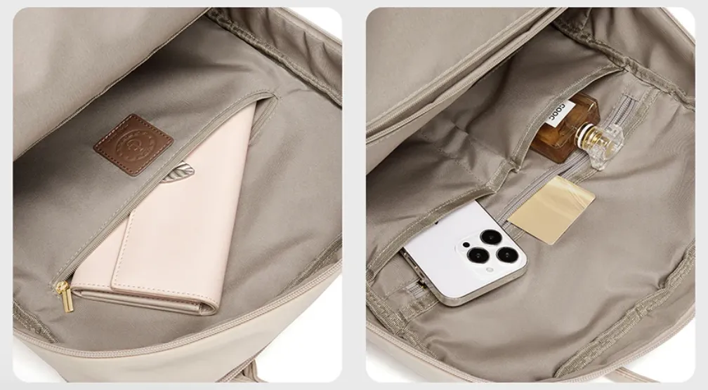 Heritage Work & Travel Leather Backpack for Women - Beige - 15 inches