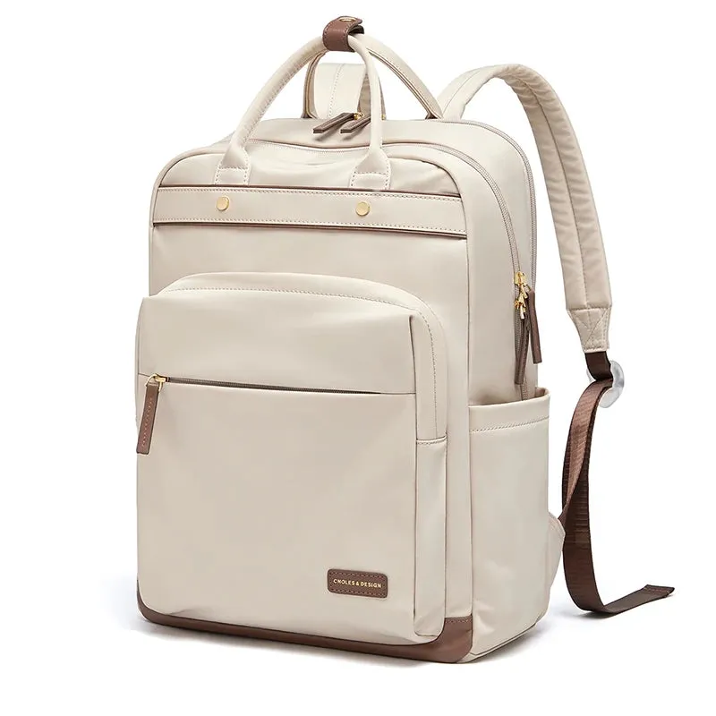 Heritage Work & Travel Leather Backpack for Women - Beige - 15 inches