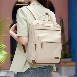 Heritage Work & Travel Leather Backpack for Women - Beige - 15 inches