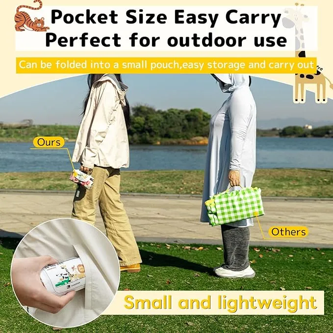 HIKEMAN Pocket Picnic Blanket Beach Blanket - Mini Waterproof Camping Blanket,Lightweight Outdoor Blanket with Hand Strap for Picnics Beach Hiking Camping Travel (Brown, S)