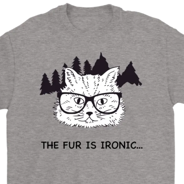 Hipster Cat T-shirt, Gift for Hipster, Ironic Cat Shirt, Shirt for Cat Lover, Hipster Cat Shirt