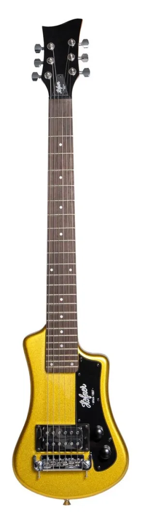 Hofner HOF-HCT-SH-GT-O Shorty Electric Travel Guitar - Gold Top - with Gig Bag