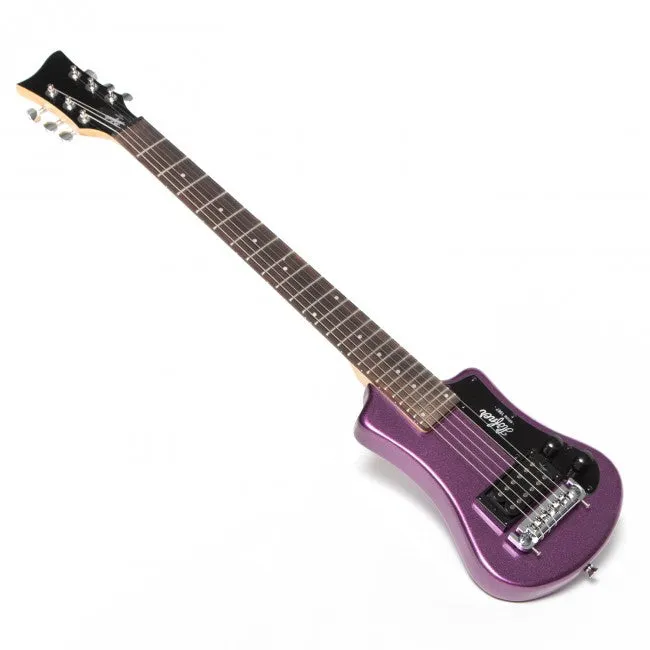 Hofner HOF-HCT-SH-PU-O Shorty Electric Travel Guitar - Metallic Purple - with Gig Bag